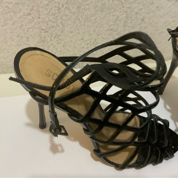 SCHUTZ Black Cage High Heel Stiletto Juliana Sandals 7 - Picture 3 of 10